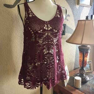 Forever 21 maroon crochet top